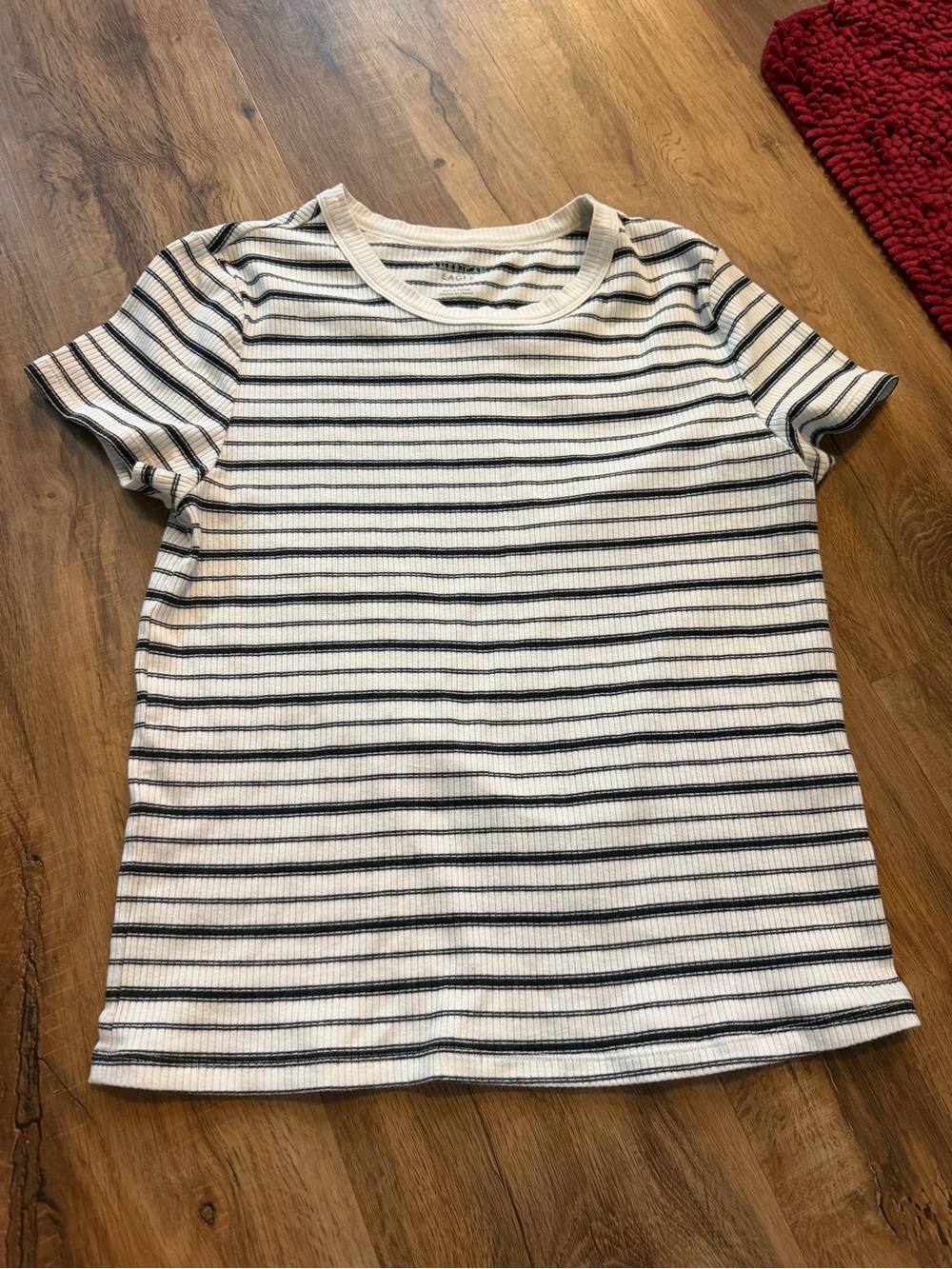 American Eagle Outfitters White Tee with Black Stripes